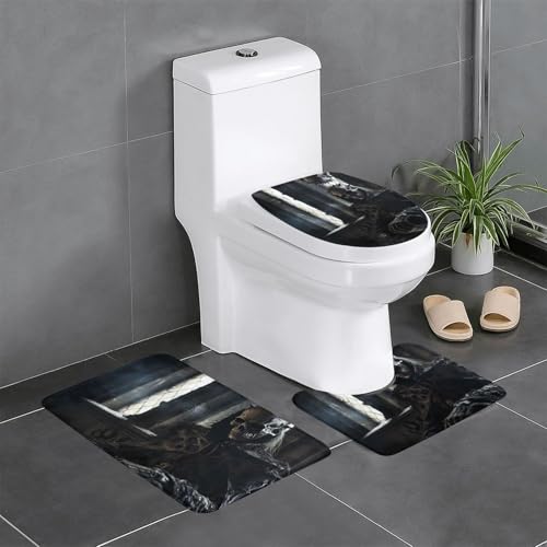 JKDGOJ 3-teiliges Badezimmerteppich-Set mit schlafendem Skelett-Mann-Bild – rutschfestes Badteppich-Set – leicht zu reinigen und zu pflegen – feuchtigkeitsblockierend und langlebig JKDGOJ 3-teiliges Badezimmerteppich-Set mit schlafendem Skelett-Mann-Bild – rutschfestes Badteppich-Set – leicht zu reinigen und zu pflegen – feuchtigkeitsblockierend und langlebig von JKDGOJ