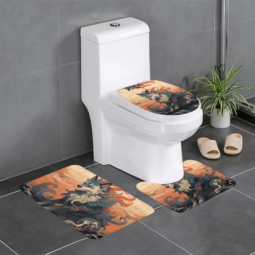 JKDGOJ 3-teiliges Badezimmerteppich-Set mit sitzendem Tengu-Bild, rutschfestes Badteppich-Set, leicht zu reinigen und zu pflegen, feuchtigkeitsblockierend und langlebig JKDGOJ 3-teiliges Badezimmerteppich-Set mit sitzendem Tengu-Bild, rutschfestes Badteppich-Set, leicht zu reinigen und zu pflegen, feuchtigkeitsblockierend und langlebig von JKDGOJ