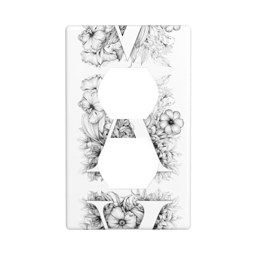 JKDGOJ Blumen- und Buchstaben-Drucke, Doppelsteckdosen-Wandpaneel, Haushaltsstromabdeckung, langlebig für dekorative Steckdosen und Schalter JKDGOJ Blumen- und Buchstaben-Drucke, Doppelsteckdosen-Wandpaneel, Haushaltsstromabdeckung, langlebig für dekorative Steckdosen und Schalter von JKDGOJ