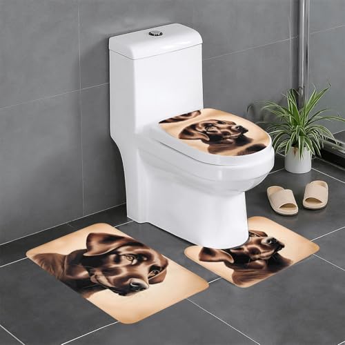 JKDGOJ Braunes Labrador Retriever Bild 3-teiliges Badezimmerteppich-Set – rutschfestes Badteppich-Set – leicht zu reinigen und zu pflegen – feuchtigkeitsblockierend und langlebig JKDGOJ Braunes Labrador Retriever Bild 3-teiliges Badezimmerteppich-Set – rutschfestes Badteppich-Set – leicht zu reinigen und zu pflegen – feuchtigkeitsblockierend und langlebig von JKDGOJ