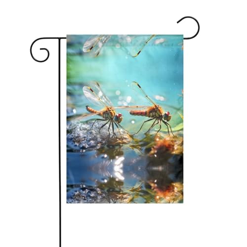 JKDGOJ Gartenflagge mit Libellenmotiv, geeignet für alle Jahreszeiten, 30,5 x 45,7 cm von JKDGOJ