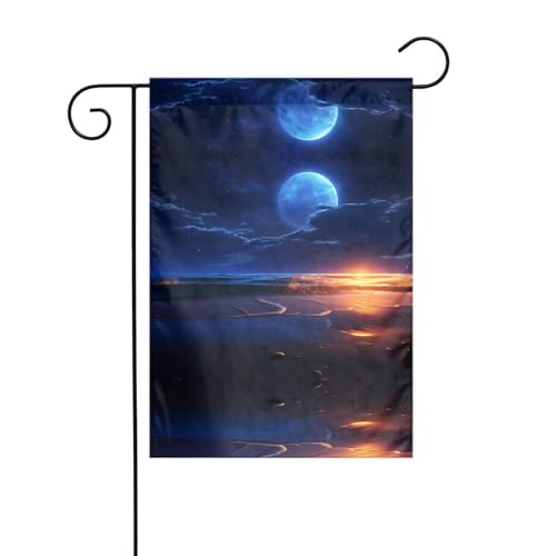 JKDGOJ Gartenflagge mit Mondlicht am Meer, geeignet für alle Jahreszeiten, 30,5 x 45,7 cm von JKDGOJ