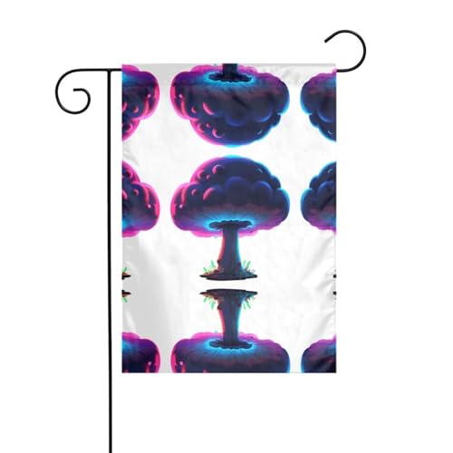 JKDGOJ Gartenflagge mit Neon-Pilz-Wolken-Motiv, geeignet für alle Jahreszeiten, 30,5 x 45,7 cm von JKDGOJ