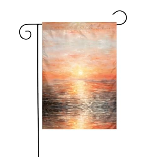 JKDGOJ Gartenflagge mit Sonnenuntergang im Ölbild, geeignet für alle Jahreszeiten, 30,5 x 45,7 cm von JKDGOJ