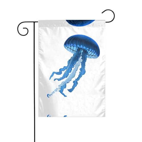 JKDGOJ Gartenflagge mit blauen Quallen, geeignet für alle Jahreszeiten, 30,5 x 45,7 cm von JKDGOJ