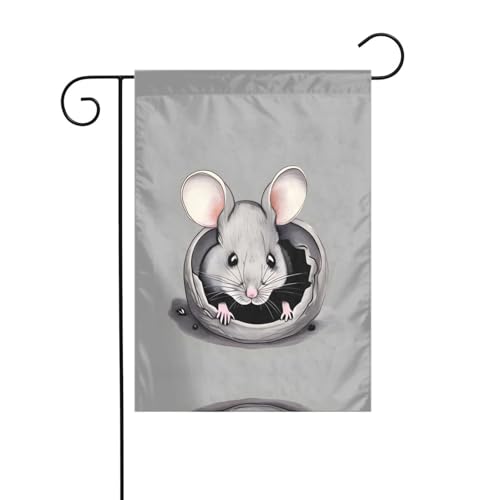 JKDGOJ Gartenflagge mit grauem Rattenbild, geeignet für alle Jahreszeiten, 30,5 x 45,7 cm von JKDGOJ