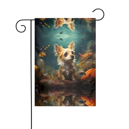 JKDGOJ Gartenflagge mit kleinem Hund, geeignet für alle Jahreszeiten, 30,5 x 45,7 cm von JKDGOJ