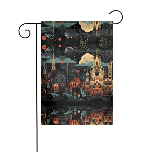 JKDGOJ Gartenflagge mit kleinen Städten, geeignet für alle Jahreszeiten, 30,5 x 45,7 cm von JKDGOJ