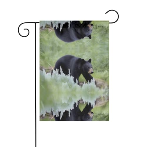 JKDGOJ Gartenflagge mit schwarzem Bärenmotiv, geeignet für alle Jahreszeiten, 30,5 x 45,7 cm von JKDGOJ