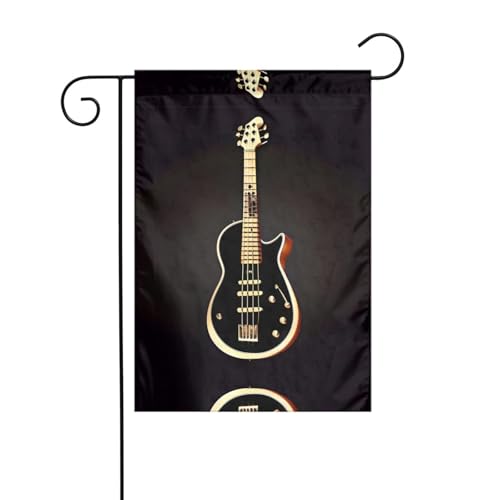 JKDGOJ Gartenflagge mit schwarzem Gitarrenbild, geeignet für alle Jahreszeiten, 30,5 x 45,7 cm von JKDGOJ