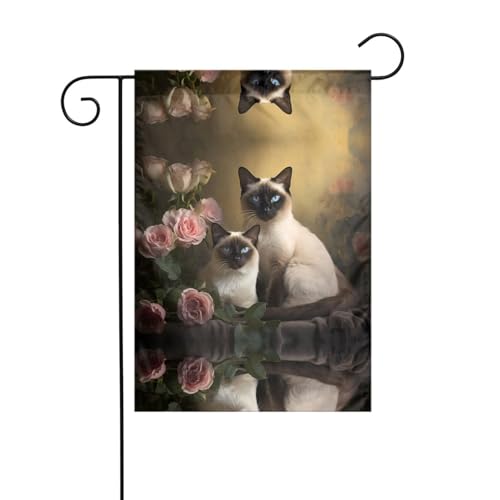 JKDGOJ Gartenflagge mit siamesischer Katze, geeignet für alle Jahreszeiten, 30,5 x 45,7 cm von JKDGOJ