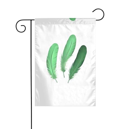 JKDGOJ Grüne schwimmende Federn, Gartenflagge, Outdoor-Hofflagge, geeignet für alle Jahreszeiten, 30,5 x 45,7 cm von JKDGOJ