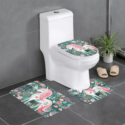 JKDGOJ Langhaariges Einhorn-Bild, 3-teiliges Badezimmerteppich-Set, rutschfestes Badteppich-Set, leicht zu reinigen und zu pflegen, feuchtigkeitsblockierend und langlebig JKDGOJ Langhaariges Einhorn-Bild, 3-teiliges Badezimmerteppich-Set, rutschfestes Badteppich-Set, leicht zu reinigen und zu pflegen, feuchtigkeitsblockierend und langlebig von JKDGOJ