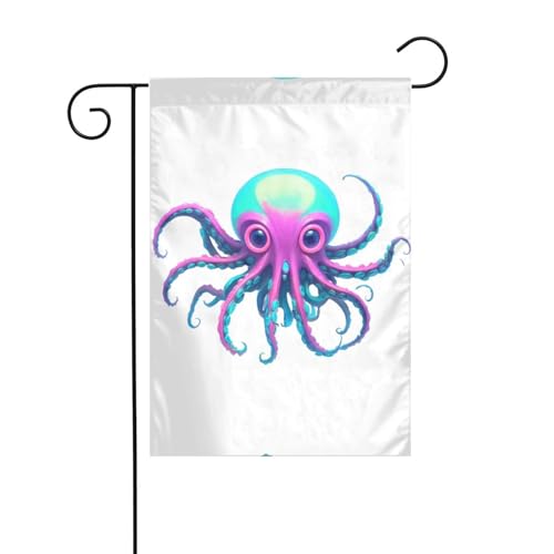 JKDGOJ Neon-Kraken-Kernbild, Gartenflagge, für den Außenbereich, geeignet für alle Jahreszeiten, 30,5 x 45,7 cm von JKDGOJ
