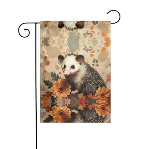 JKDGOJ Opossum-Musterbild, Gartenflagge, Outdoor-Hofflagge, geeignet für alle Jahreszeiten, 30,5 x 45,7 cm von JKDGOJ