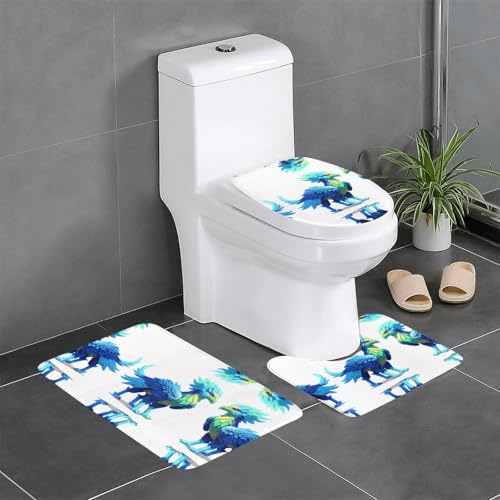 JKDGOJ Pixel Griffin Picture 3-teiliges Badezimmerteppich-Set, rutschfestes Badteppich-Set, leicht zu reinigen und zu pflegen, feuchtigkeitsblockierend und langlebig von JKDGOJ