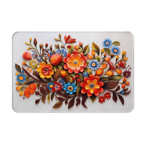 JKDGOJ Rutschfeste Bodenmatte, Blumendekoration, Muster für Innen- und Außenbereich, geeignet für Schlafzimmer und Badezimmer, 40,6 x 61 cm von JKDGOJ