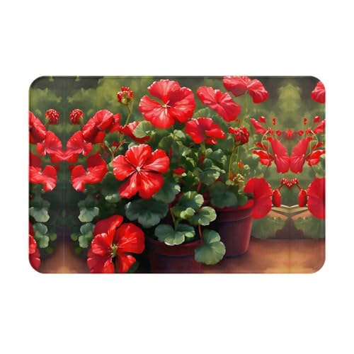 JKDGOJ Rutschfeste Bodenmatte, rote Geranien, für Innen- und Außenbereich, Fußmatten, geeignet für Schlafzimmer und Badezimmer, 40,6 x 61 cm JKDGOJ Rutschfeste Bodenmatte, rote Geranien, für Innen- und Außenbereich, Fußmatten, geeignet für Schlafzimmer und Badezimmer, 40,6 x 61 cm von JKDGOJ