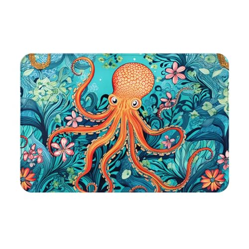 JKDGOJ Rutschfeste Bodenmatte mit Schildkröten-Oktopus-Muster, Ozean-Motiv, für Innen- und Außenbereich, Fußmatten, geeignet für Schlafzimmer und Badezimmer, 40,6 x 61 cm JKDGOJ Rutschfeste Bodenmatte mit Schildkröten-Oktopus-Muster, Ozean-Motiv, für Innen- und Außenbereich, Fußmatten, geeignet für Schlafzimmer und Badezimmer, 40,6 x 61 cm von JKDGOJ