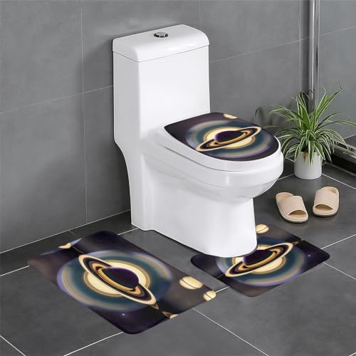 JKDGOJ Schönes Saturn-Bild, 3-teiliges Badezimmerteppich-Set, rutschfest, leicht zu reinigen und zu pflegen, feuchtigkeitsblockierend und langlebig von JKDGOJ