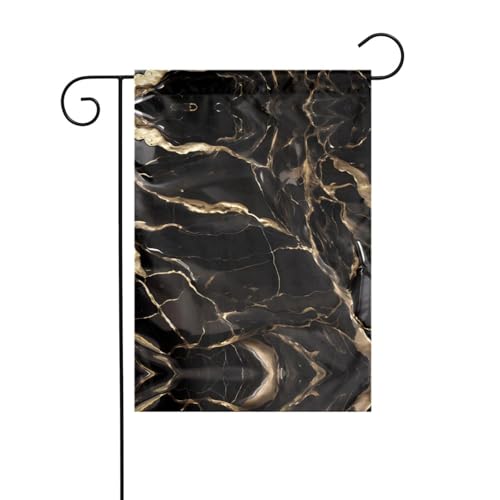 JKDGOJ Schwarz-goldenes Marmorbild, Gartenflagge, für den Außenbereich, geeignet für alle Jahreszeiten, 30,5 x 45,7 cm von JKDGOJ