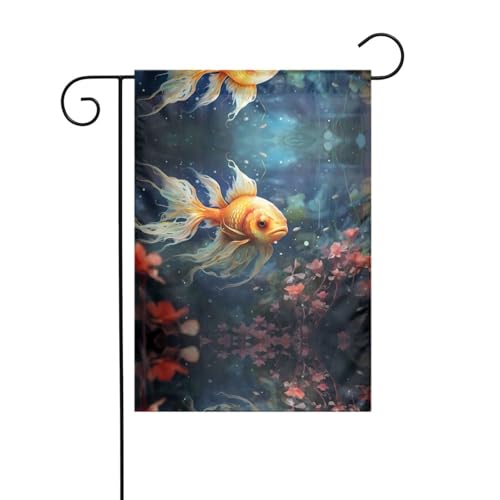 JKDGOJ Schwimmende Goldfisch-Flagge, Gartenflagge, geeignet für alle Jahreszeiten, 30,5 x 45,7 cm von JKDGOJ