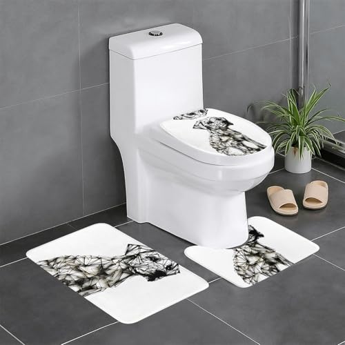 JKDGOJ Simple Line 3-teiliges Badezimmerteppich-Set mit Hundebild, rutschfest, leicht zu reinigen und zu pflegen, feuchtigkeitsblockierend und langlebig JKDGOJ Simple Line 3-teiliges Badezimmerteppich-Set mit Hundebild, rutschfest, leicht zu reinigen und zu pflegen, feuchtigkeitsblockierend und langlebig von JKDGOJ