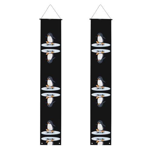 JKDGOJ Skateboard Pinguin Bild Wandbehang Banner Abschluss Veranda hängende Stil, geeignet für drinnen und draußen, 30,5 x 180,5 cm von JKDGOJ