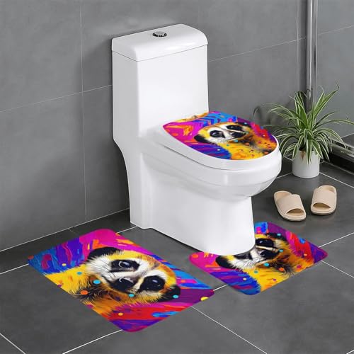 JKDGOJ Spirited Erdmännchen-Bild, 3-teiliges Badezimmerteppich-Set, rutschfest, leicht zu reinigen und zu pflegen, feuchtigkeitsblockierend und langlebig JKDGOJ Spirited Erdmännchen-Bild, 3-teiliges Badezimmerteppich-Set, rutschfest, leicht zu reinigen und zu pflegen, feuchtigkeitsblockierend und langlebig von JKDGOJ