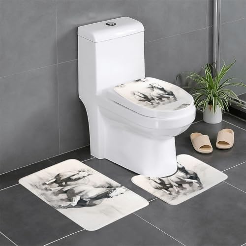 JKDGOJ Starkes Pferd Bild 3-teiliges Badezimmerteppich-Set - Rutschfestes Badteppich-Set - Leicht zu reinigen und zu pflegen - Feuchtigkeitsblockierend und langlebig JKDGOJ Starkes Pferd Bild 3-teiliges Badezimmerteppich-Set - Rutschfestes Badteppich-Set - Leicht zu reinigen und zu pflegen - Feuchtigkeitsblockierend und langlebig von JKDGOJ