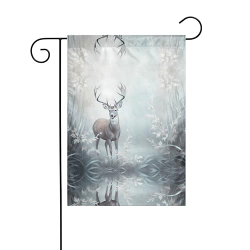 JKDGOJ Stehendes Hirschbild, Gartenflagge, für den Außenbereich, geeignet für alle Jahreszeiten, 30,5 x 45,7 cm von JKDGOJ
