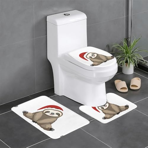 JKDGOJ Super süßes Weihnachts-Faultier-Bild, 3-teiliges Badezimmerteppich-Set, rutschfest, leicht zu reinigen und zu pflegen, feuchtigkeitsblockierend und langlebig JKDGOJ Super süßes Weihnachts-Faultier-Bild, 3-teiliges Badezimmerteppich-Set, rutschfest, leicht zu reinigen und zu pflegen, feuchtigkeitsblockierend und langlebig von JKDGOJ