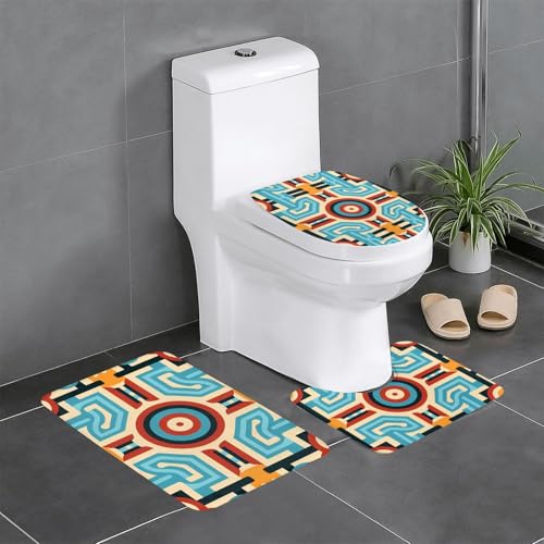 JKDGOJ Symmetrisches Labyrinth-Bild, 3-teiliges Badezimmerteppich-Set, rutschfest, leicht zu reinigen und zu pflegen, feuchtigkeitsblockierend und langlebig JKDGOJ Symmetrisches Labyrinth-Bild, 3-teiliges Badezimmerteppich-Set, rutschfest, leicht zu reinigen und zu pflegen, feuchtigkeitsblockierend und langlebig von JKDGOJ