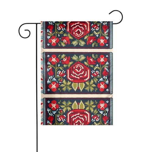 JKDGOJ Ukrainische Stickerei Stil Rose Bild Gartenflagge Outdoor Hofflagge geeignet für alle Jahreszeiten 30,5 x 45,7 cm JKDGOJ Ukrainische Stickerei Stil Rose Bild Gartenflagge Outdoor Hofflagge geeignet für alle Jahreszeiten 30,5 x 45,7 cm von JKDGOJ
