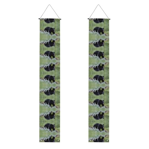 JKDGOJ Wand-Banner mit schwarzem Bärenmotiv, geeignet für den Innen- und Außenbereich, 30,5 x 180 cm von JKDGOJ