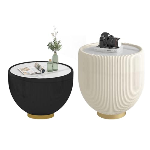 JKDSDE Couchtisch 2er-Set Im Schalen-Design Mit Schieferplatte, Moderner Wohnzimmertisch Mit Metallgestell, Rund Für Wohnzimmer, Schlafzimmer(C) von JKDSDE