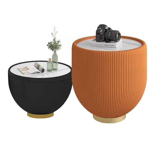 JKDSDE Couchtisch 2er-Set Im Schalen-Design Mit Schieferplatte, Moderner Wohnzimmertisch Mit Metallgestell, Rund Für Wohnzimmer, Schlafzimmer(F) von JKDSDE