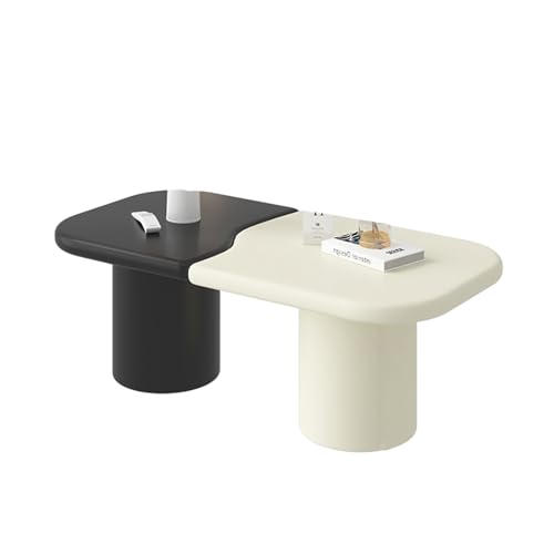 JKDSDE Couchtisch 2er-Set Keksförmig Modern - Wohnzimmertisch Und Beistelltisch Aus Holz Mit Glatten Kanten - Mit Dicken Beinen Für Wohnzimmer, Büro Oder Schlafzimmer(A,120+60cm/47.2+23.6in) von JKDSDE