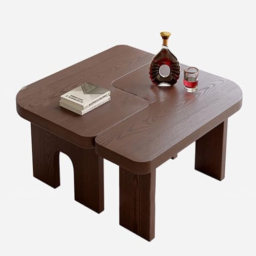 JKDSDE Modern Aus Massivholz Couchtisch Freie Kombination 2er Set,Moderner Unregelmäßige Form Beistelltisch-Set Mit Massivholzbeine,für Wohnzimmer, Schlafzimmer Und Büros(Walnut Set of 2) von JKDSDE