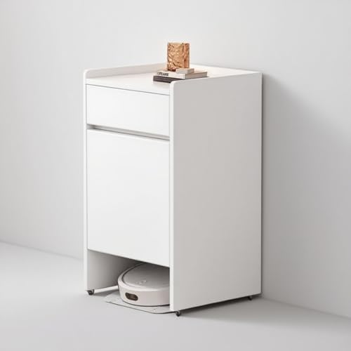 Modernes Holz Staubsaugroboter-Aufbewahrungsregal Mit Türen Und Schubladen，versteckter Staubsauger Roboter Ständer Mobiler ，Für Zuhause Büro Wohnzimmer Garage Ecke(B-50*50*83CM/19.7*19.7*32.7IN) von JKDSDE