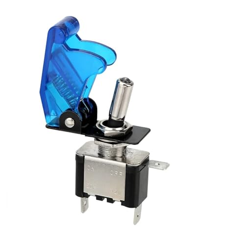 Auto Zündschloss 12V 20A Kippschalter LED Schalter Auto Auto Abdeckung LED Licht Mit Schutzhülle SPST Toggle Rocker Control Auf/Off Zündstartschalter(Blue) von JKELPV