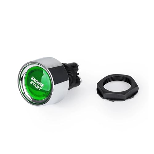 Auto Zündschloss Auto Motor Starten 50A Push Button Keyless Schalter DC 12V/24V Racing Kleine Start Taste Lgnition Starter Auf Off schalter Zündstartschalter(Green) von JKELPV
