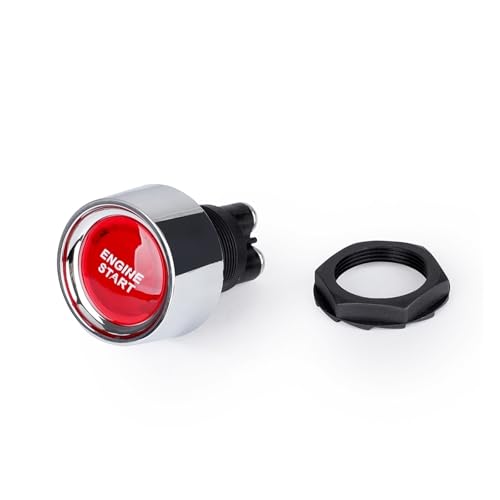 Auto Zündschloss Auto Motor Starten 50A Push Button Keyless Schalter DC 12V/24V Racing Kleine Start Taste Lgnition Starter Auf Off schalter Zündstartschalter(Red) von JKELPV