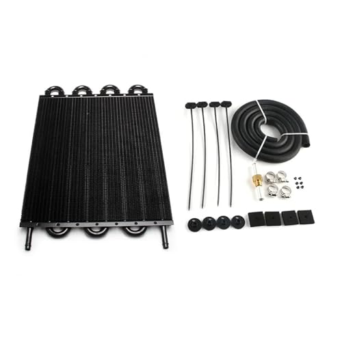 JKELPV Kühlgerät 10 Reihen 8 Reihen 6 Reihen 4 Reihen 2 Reihen Aluminium Remote Getriebe Ölkühler/Auto-Manueller Kühler Konverter Kit Kühler(8 Row Black) von JKELPV