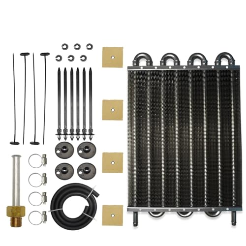 JKELPV Kühlgerät Motorölkühler Universal Aluminium Remote Auto-Hinterachsdifferential Kühlsystem Auto Mit Kondensator 4 Reihe 6 Reihe 8 Reihe Kühler(Black (8Row)) von JKELPV