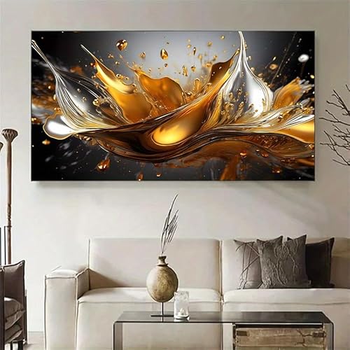 Goldene moderne Kunst-Heimdekoration – realistischer Poster-Leinwand-Kunstdruck für Wohnzimmer, Schlafzimmer, modernes Wohnzimmer (20 x 40 cm/ohne Rahmen) von JKEVCBIAX