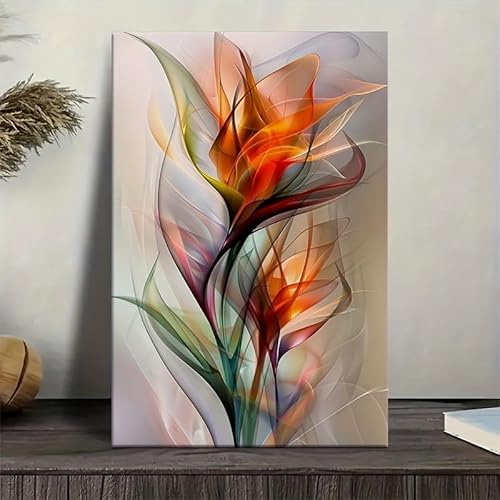 JKEVCBIAX 1 modernes abstraktes Blumen-Wandbild auf Leinwand – lebendige, farbenfrohe Blume, perfekt für die Raumdekoration (50 x 75 cm) von JKEVCBIAX