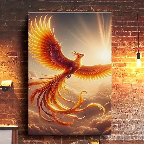 JKEVCBIAX Leinwandbild „Phoenix Rising“ – detailliertes Federdesign, Phönix-Dekor, perfekt für die moderne Dekoration des Zuhauses (60 x 90 cm) von JKEVCBIAX
