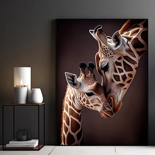 JKEVCBIAX Stück bezaubernde Giraffe & junge Giraffe, Leinwand-Wandkunst, perfekt für moderne Heimdekoration, perfekt für die Raumdekoration (80 x 120 cm) von JKEVCBIAX