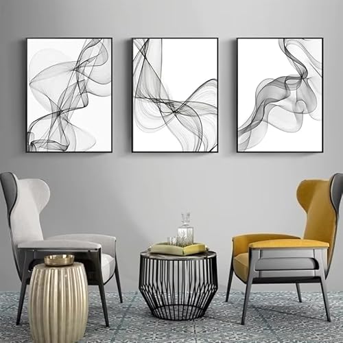 JKEVCBIAX Wandkunst auf Leinwand mit abstrakten geometrischen Rahmen, schwarz-weißes gewelltes Poster, Wohnzimmer-Bilddrucke, Schlafzimmer, Heimdekoration (20 x 30 cm x 3 / ohne Rahmen) von JKEVCBIAX